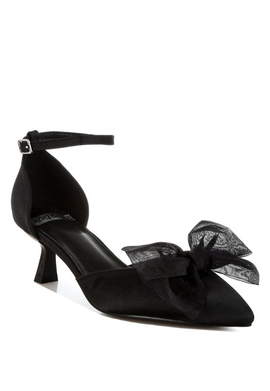 Cadell Bow Detail Satin Sandals - Loving It Shop