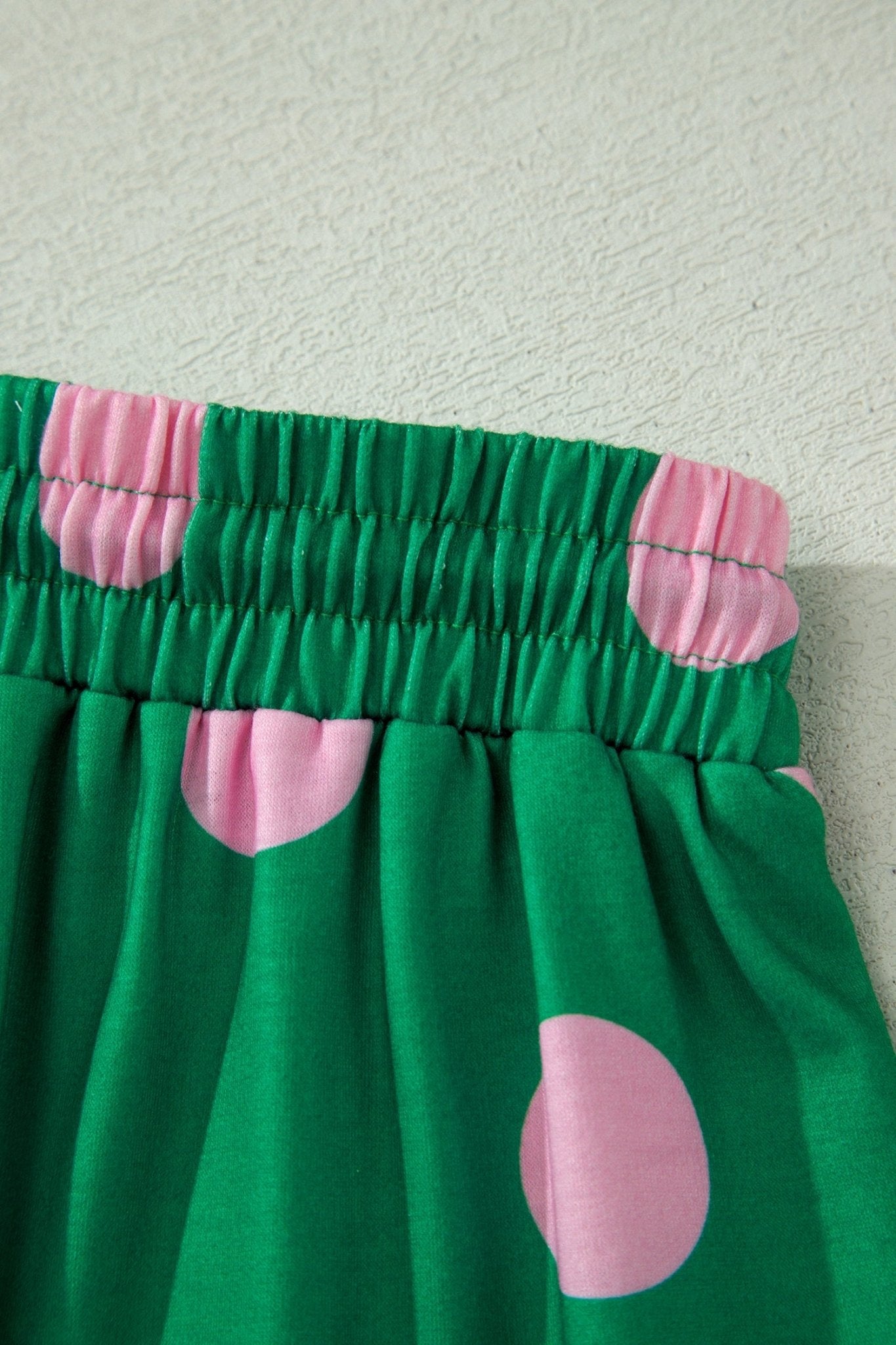 Green Polka Dot Print V Neck Tee Short Set - Loving It Shop