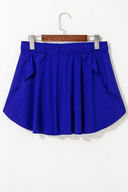 Dark Blue Drawstring Elastic Waistband Lined Tennis Skorts - Loving It Shop