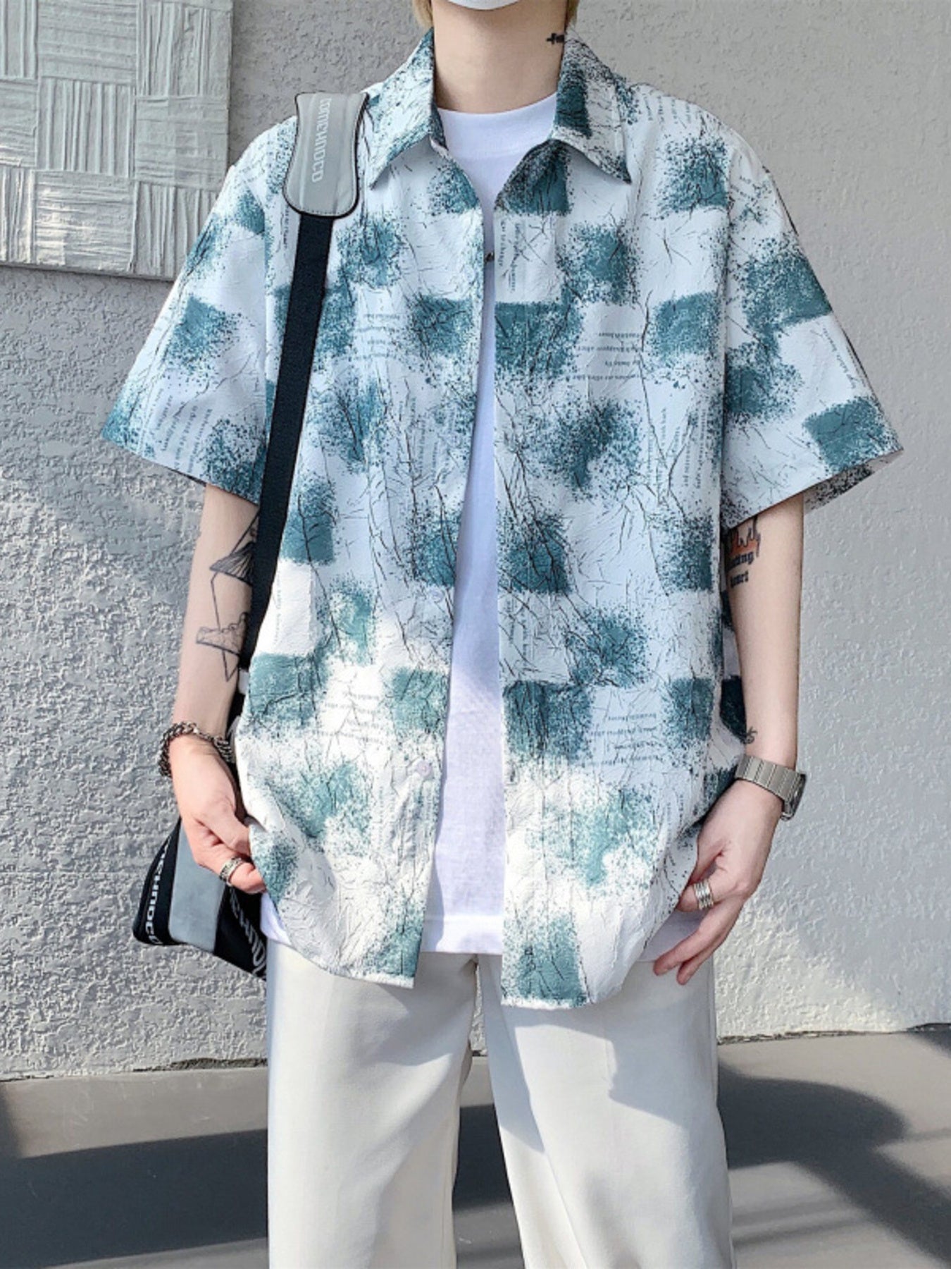 Men's Plus Size Abstract Pattern Short Sleeve Shirt