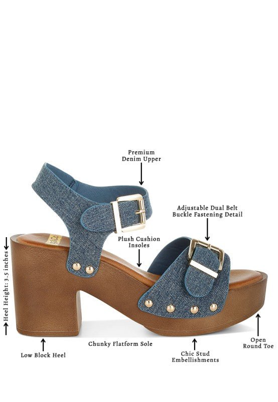 Vipasa Studded Denim Clog Sandals - Loving It Shop