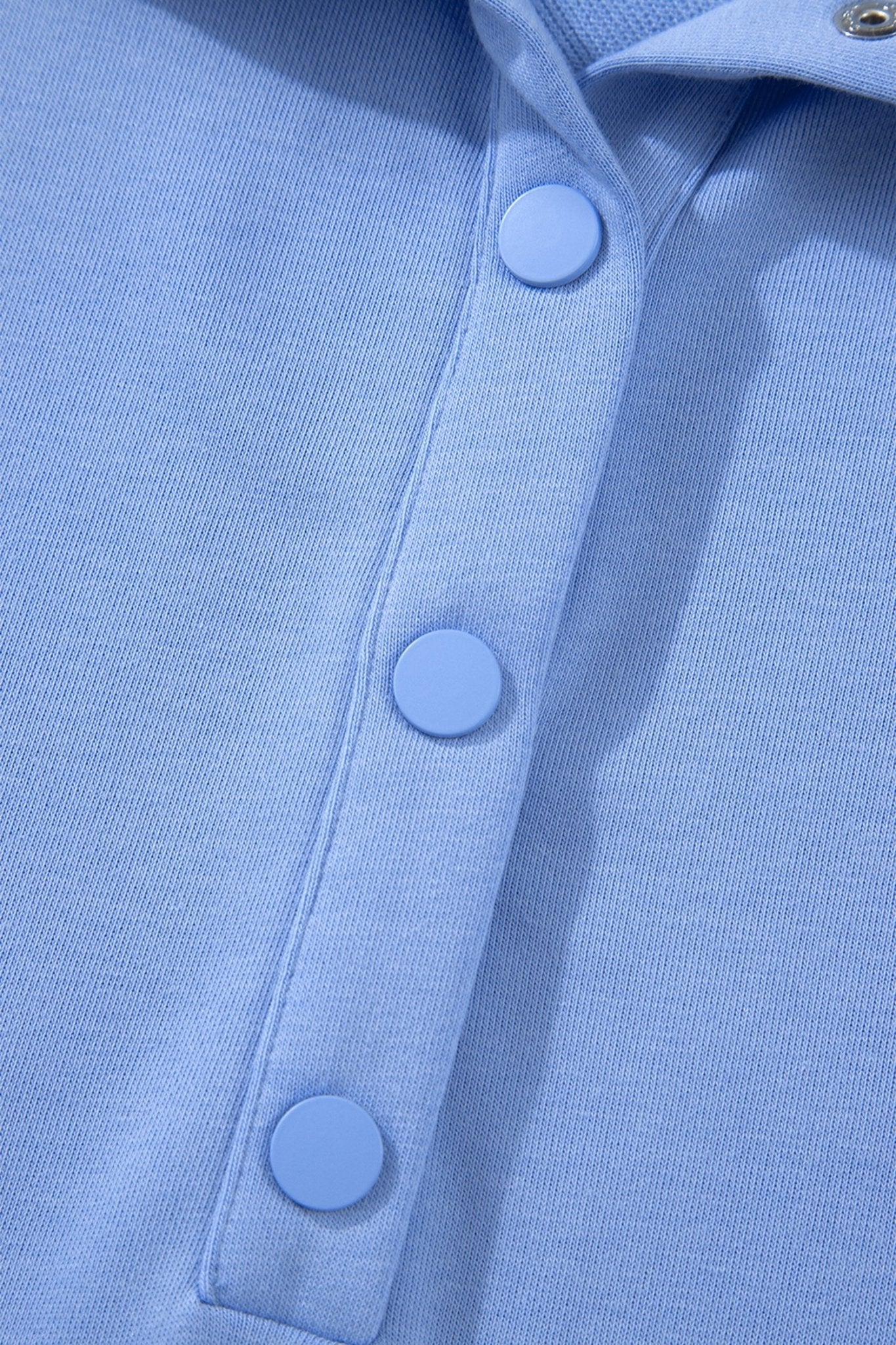 Beau Blue Plus Size Solid Scalloped Hem Button Neck Pullover Mini Dress - Loving It Shop