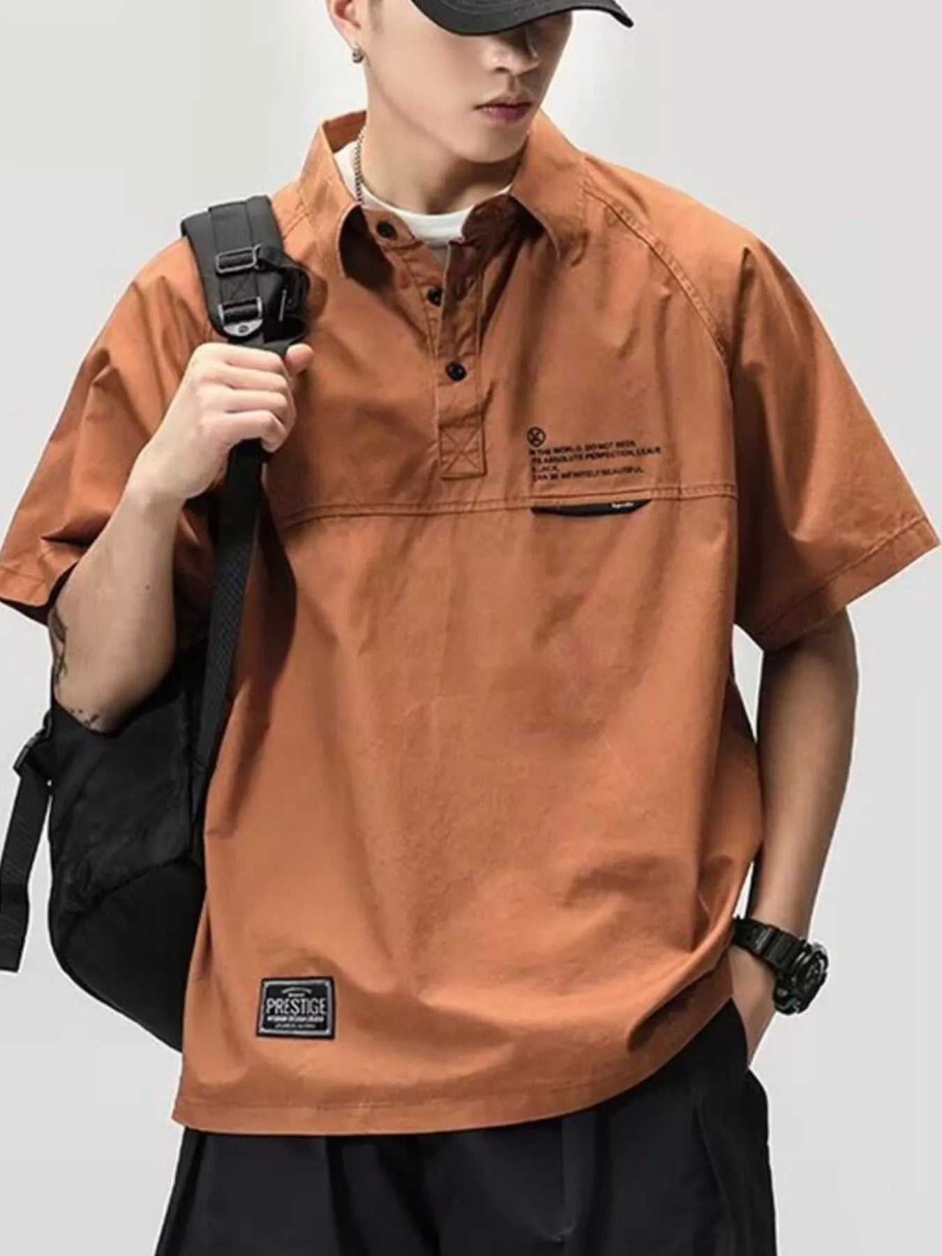 Men's Plus Size Button Detail Half Sleeve Polo