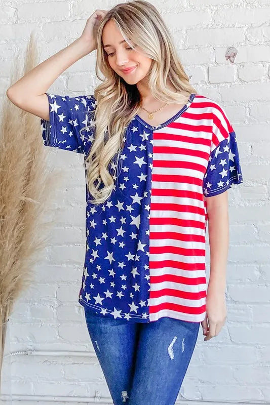 American Flag Short Sleeve Top