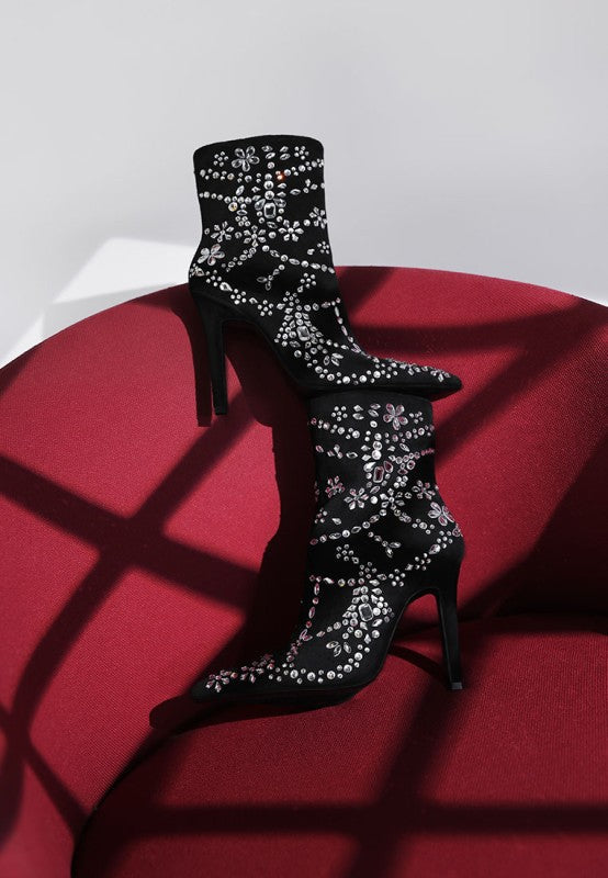 Dunari Diamante Embellished Microfiber Boots