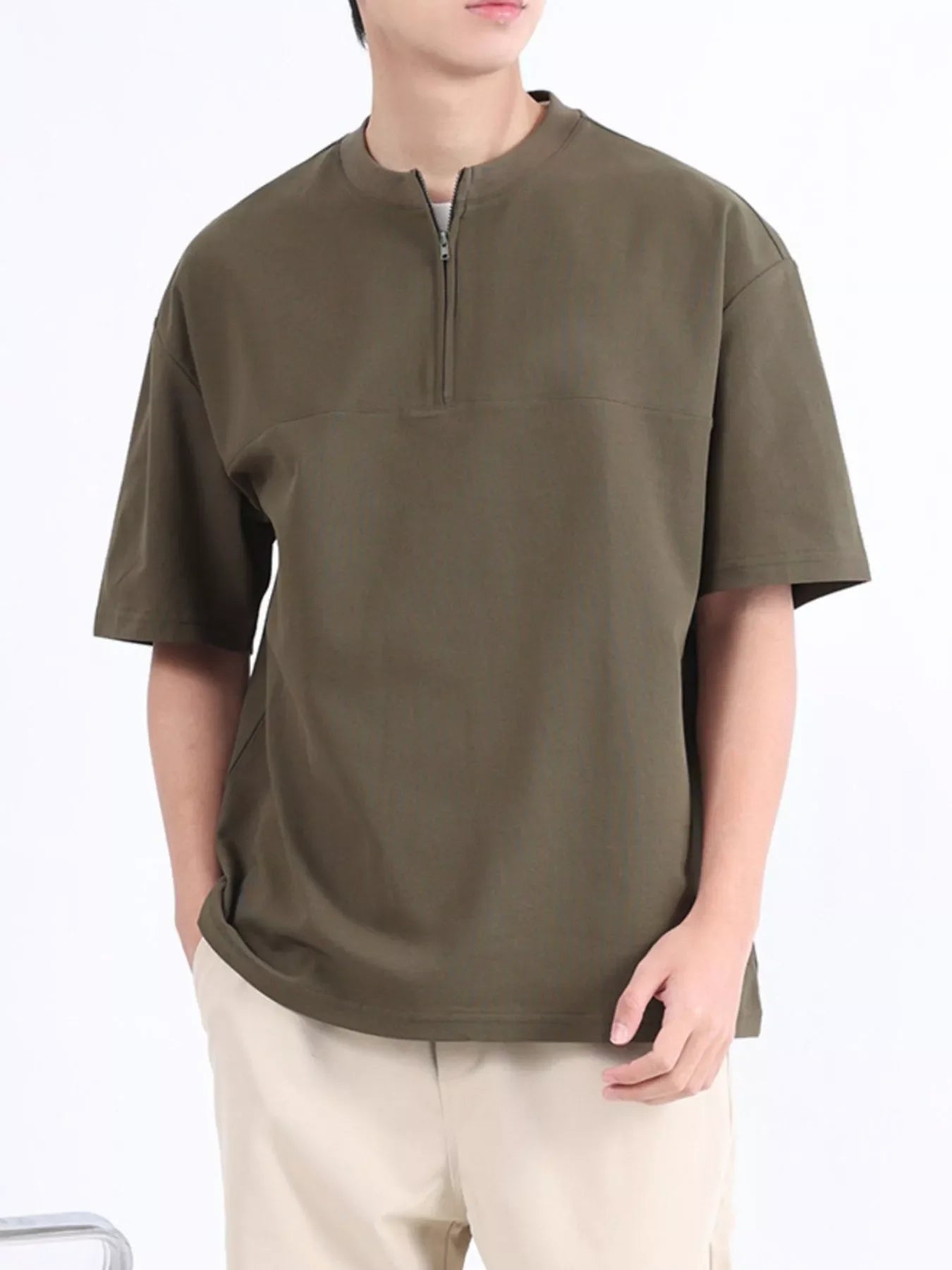 Men's Plus Size Half Sleeve Solid Color Top - Loving It Shop