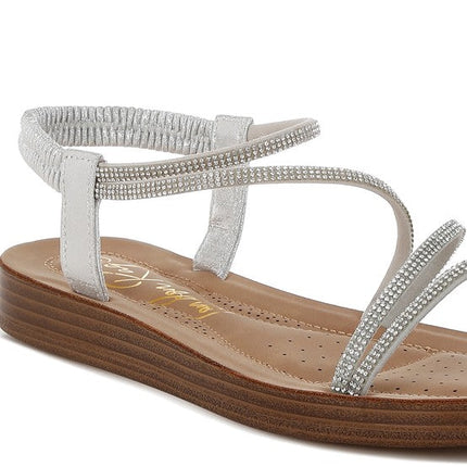 Ridayne Rhinestones Embellished Strappy Flats