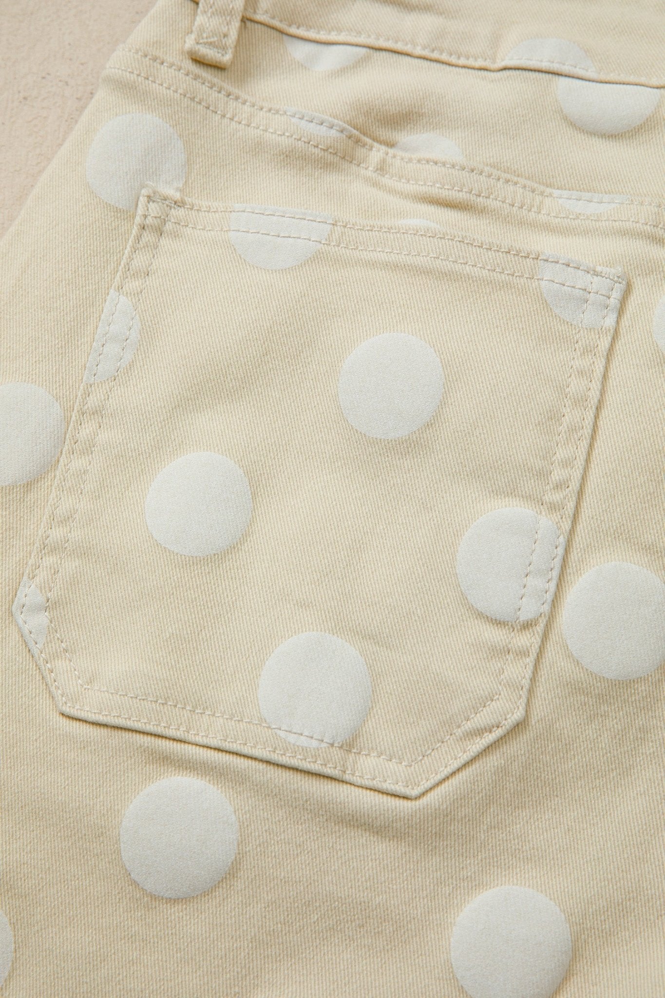 Khaki Polka Dot Print Raw Hem Shift Jeans - Loving It Shop