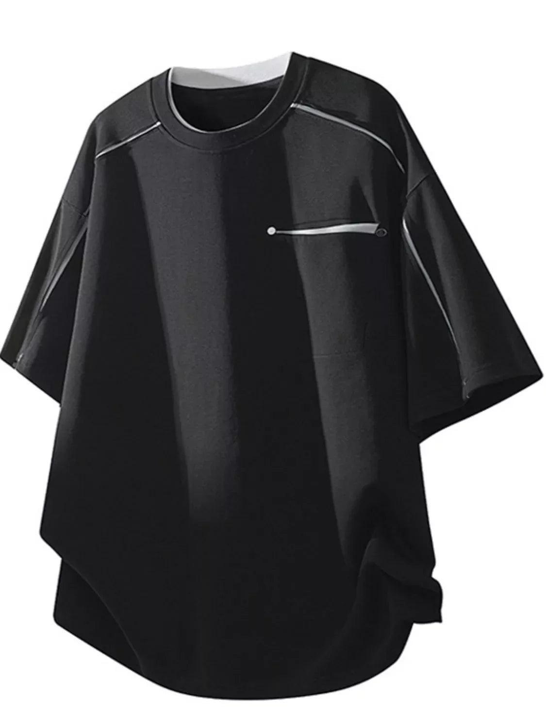 Men's Plus Size Loose Fit Round Neck Contrast Trim T-Shirt