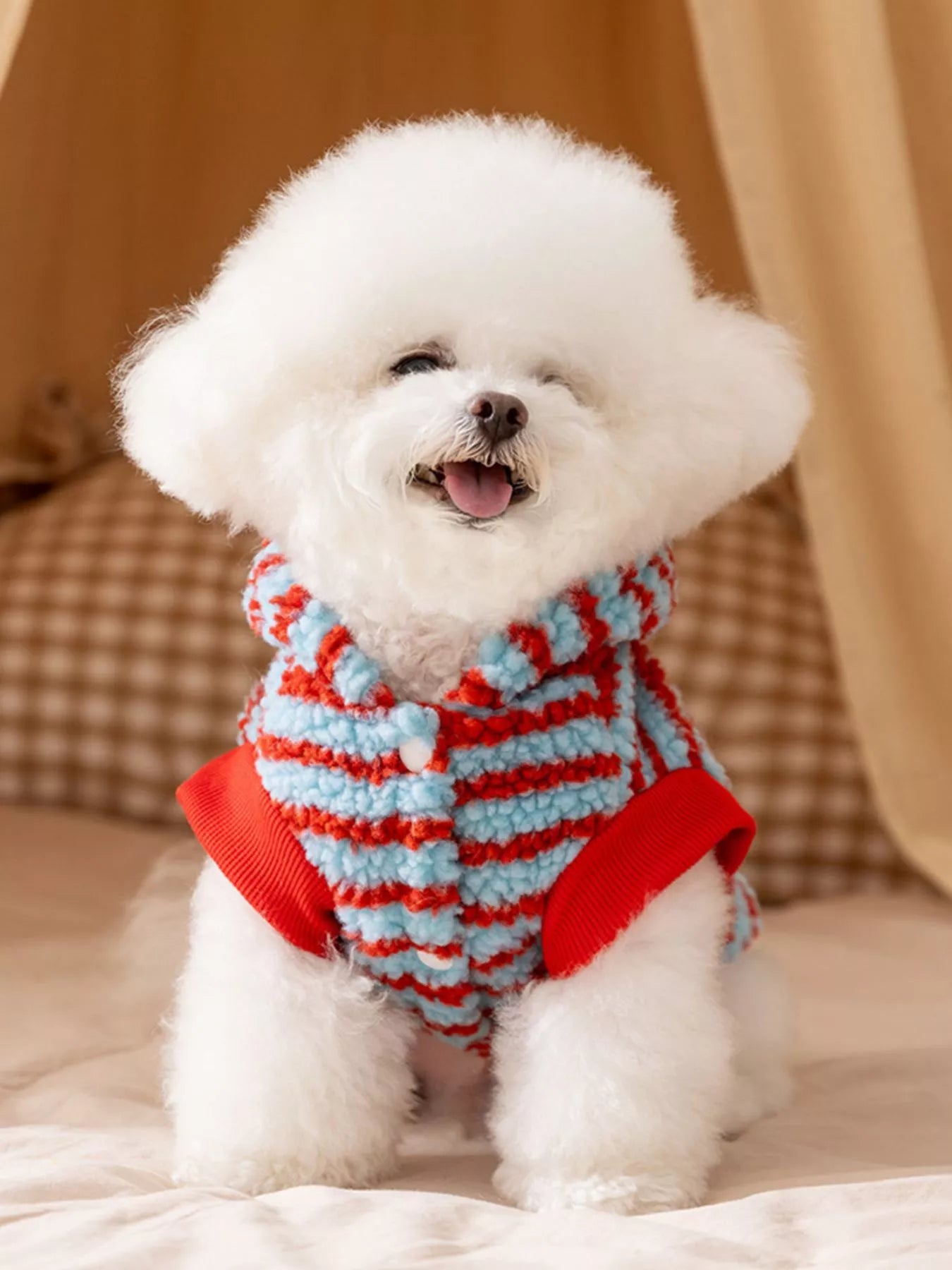 Striped Hooded Plush Pet Sweater - Loving It Shop