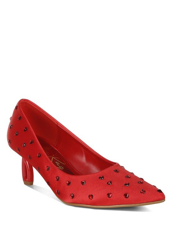 Madhara Heart - Shaped Rhinestones Pumps - Loving It Shop