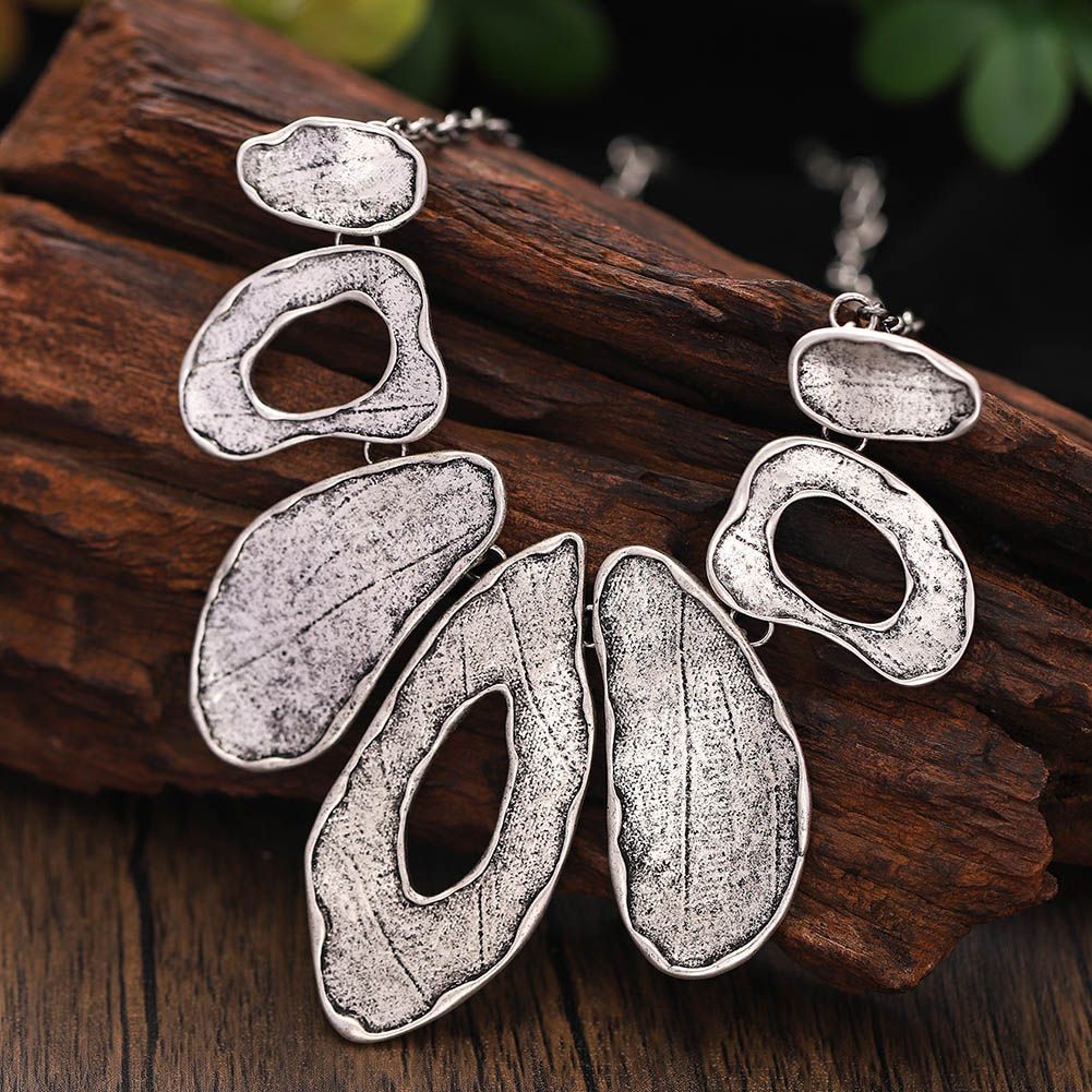 Alloy Geometric Irregular Oval Colorful Oil Necklace Hollow Design Women&