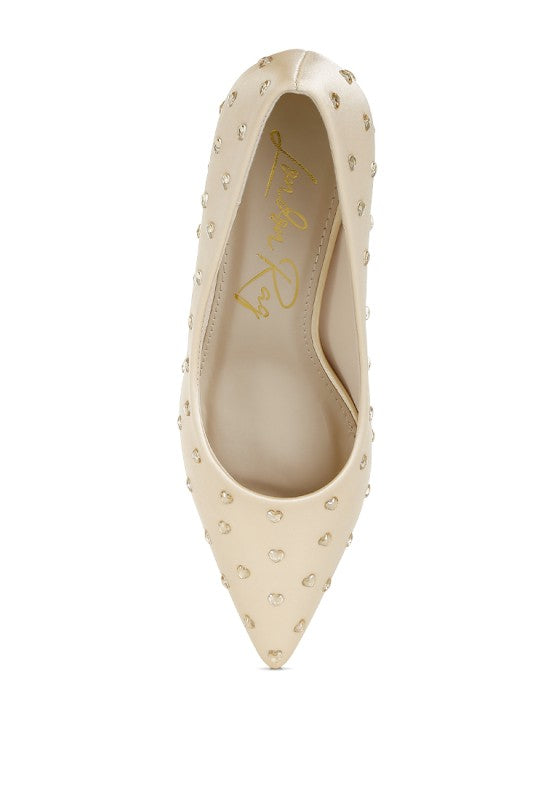 Madhara Heart-Shaped Rhinestones Pumps