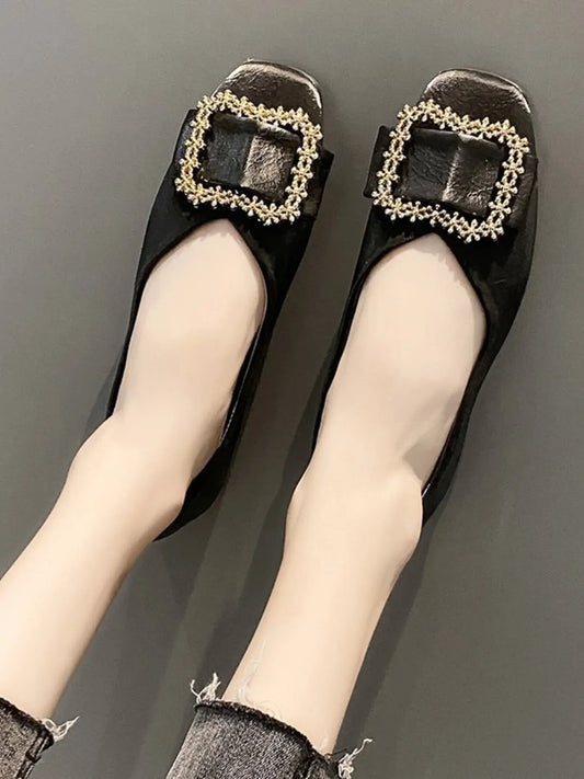 Square Toe Buckle Detail Loafers - Loving It Shop