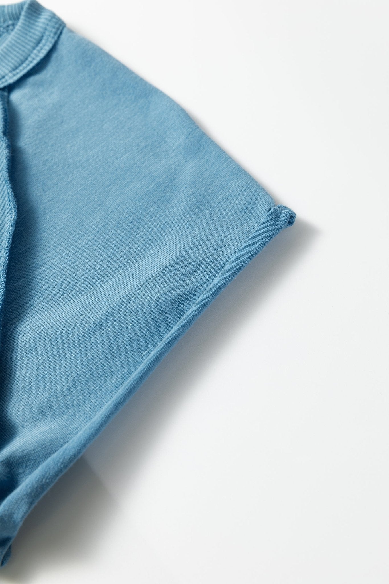 Peacock Blue Crew Neck Cap Sleeve Ribbed T Shirt - Loving It Shop