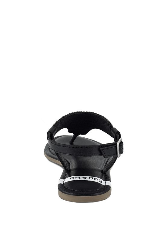 Chitra Pin Buckle Beaded Flat Sandals