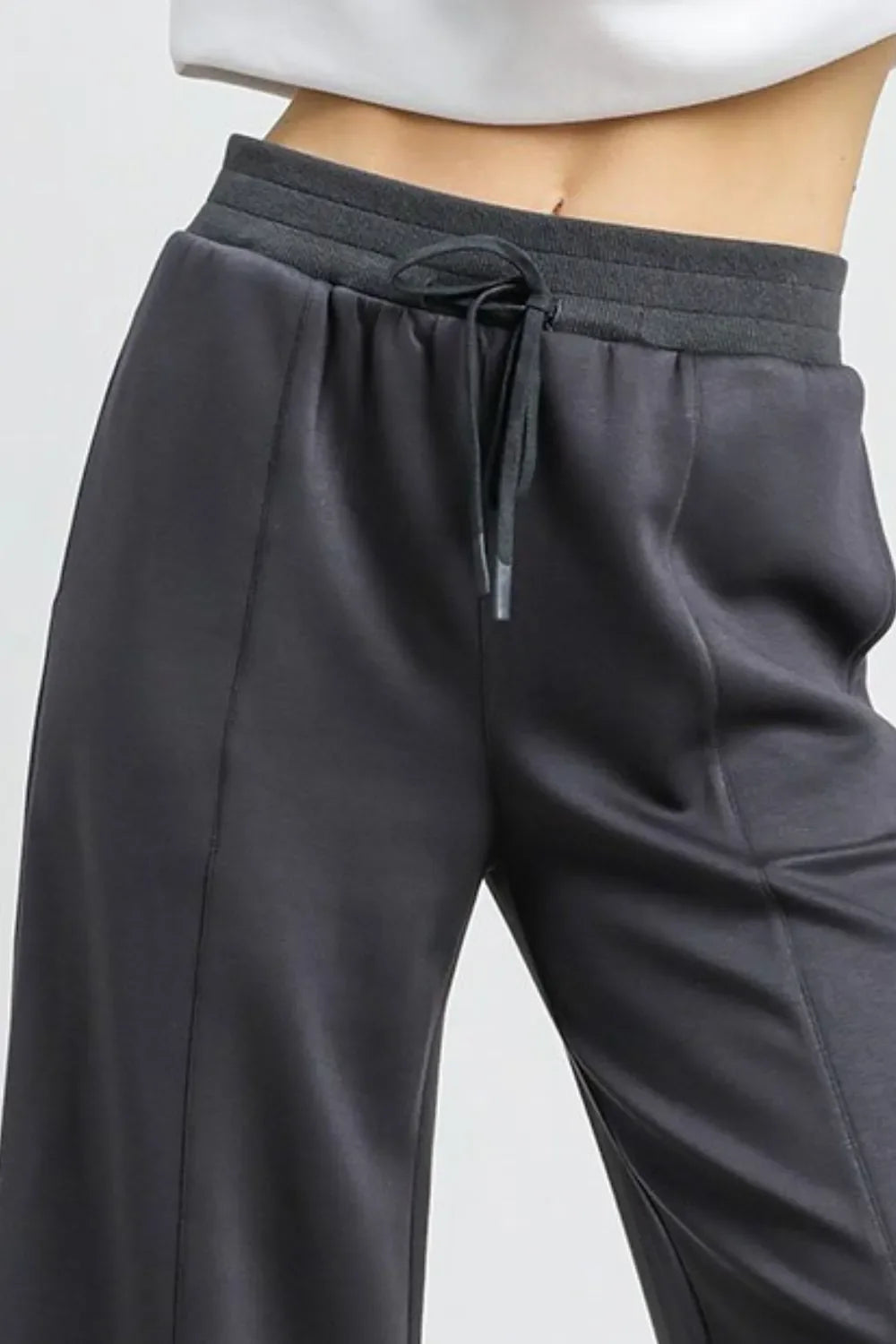 Drawstring Wide Leg Cropped Pants