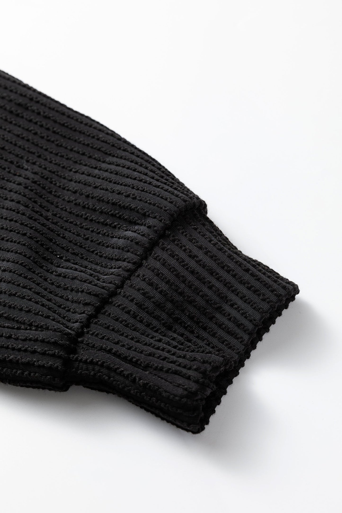Black MERRY Corded Long Sleeve Top and Pockets Pants Set