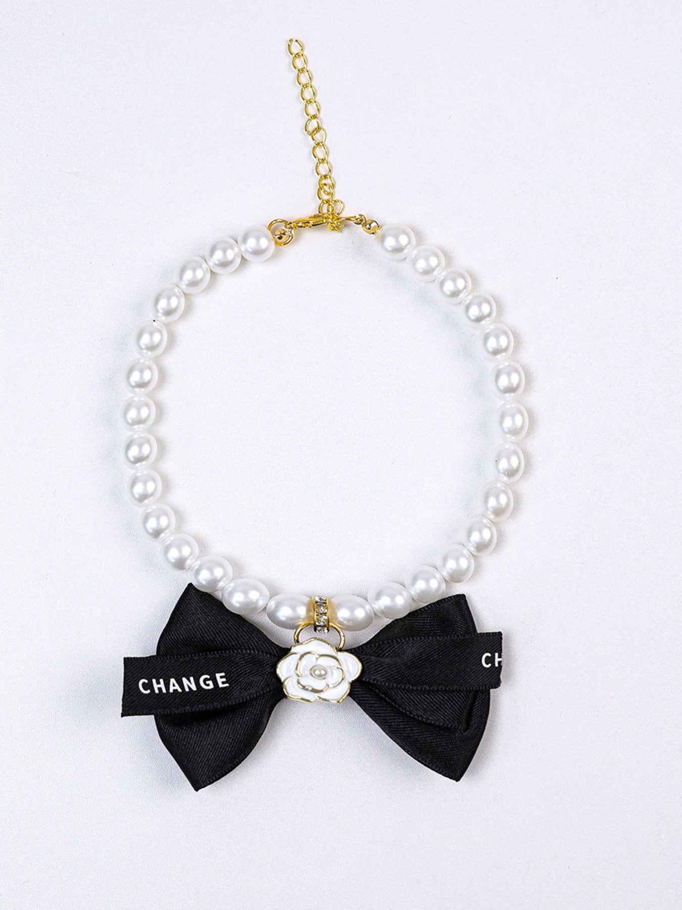Pearl Bowknot Pet Necklace - Loving It Shop