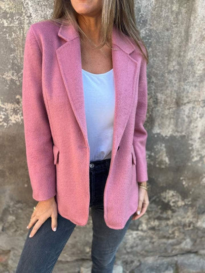 Ins Button Lapel Short Blazer Winter Fashion Commuter Jacket Outwear Women&