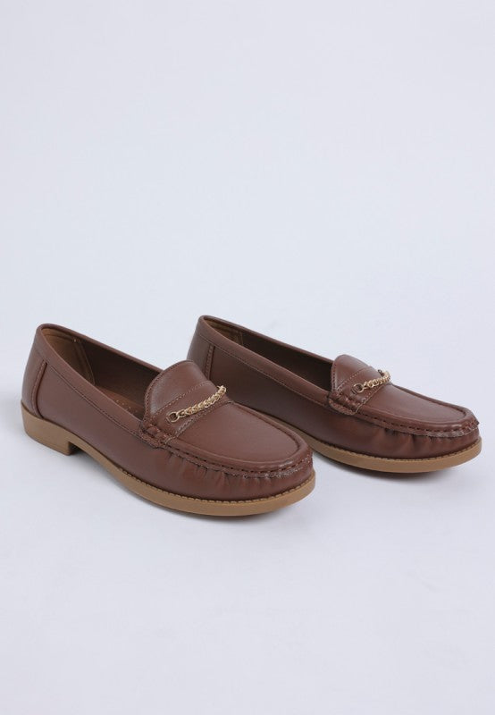 Nemunk Metallic Chain Detail Loafers