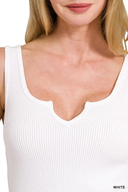 Seamless Split Neck Bra Tank Top