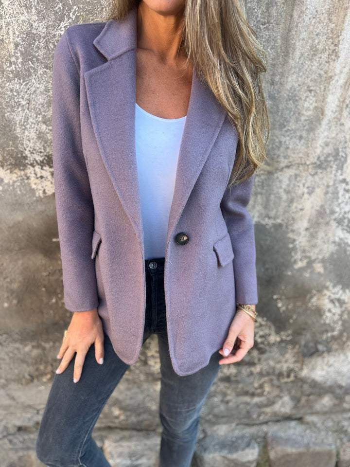 Ins Button Lapel Short Blazer Winter Fashion Commuter Jacket Outwear Women&