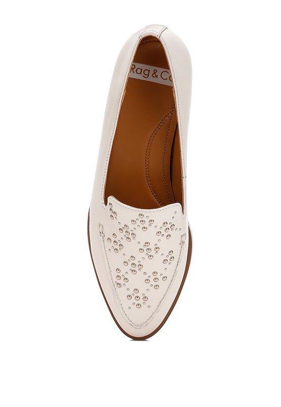 Gabassi Studded Genuine Leather Loafers - Loving It Shop