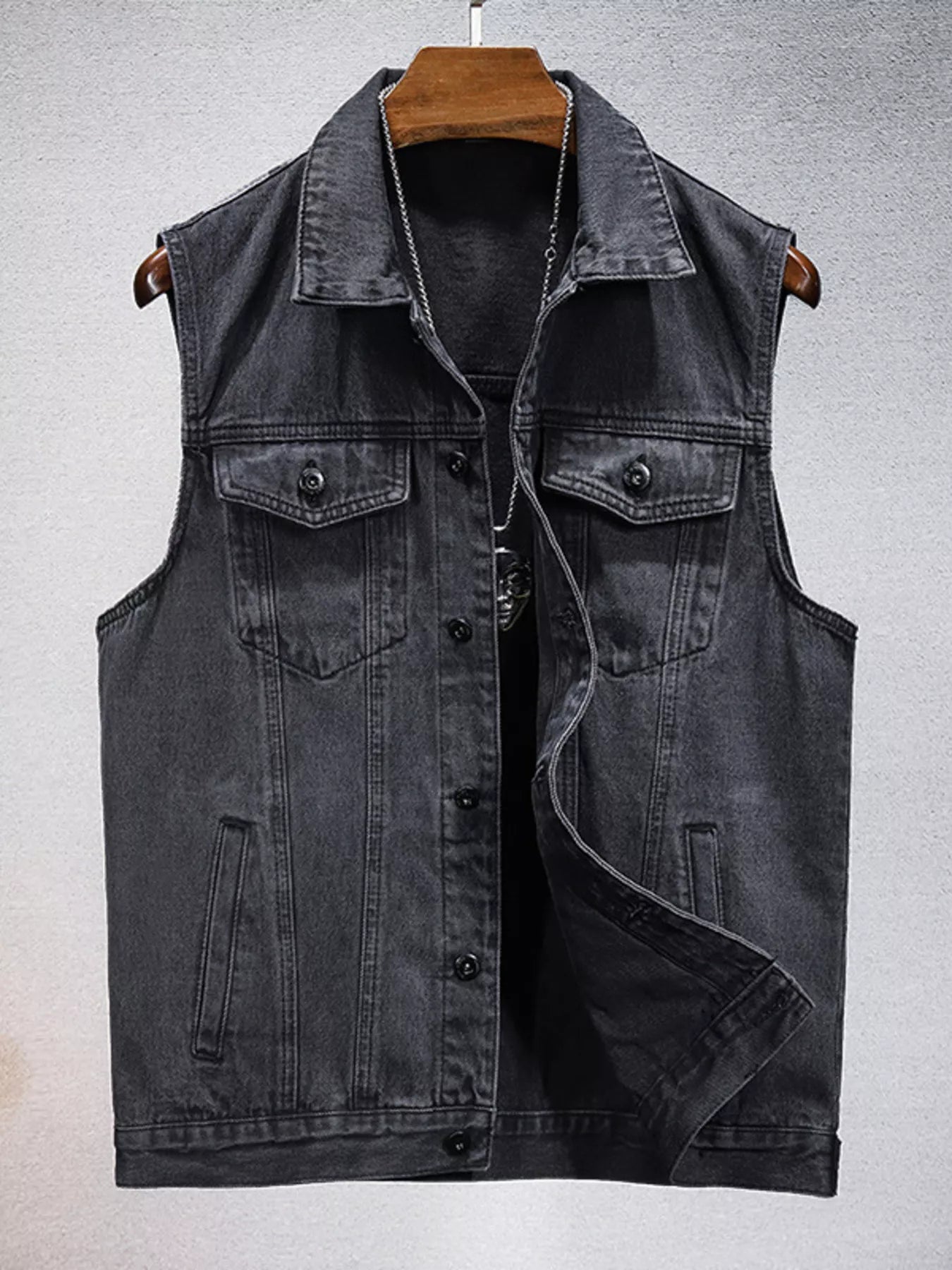 Men's Plus Size Casual Denim Sleeveless Vest
