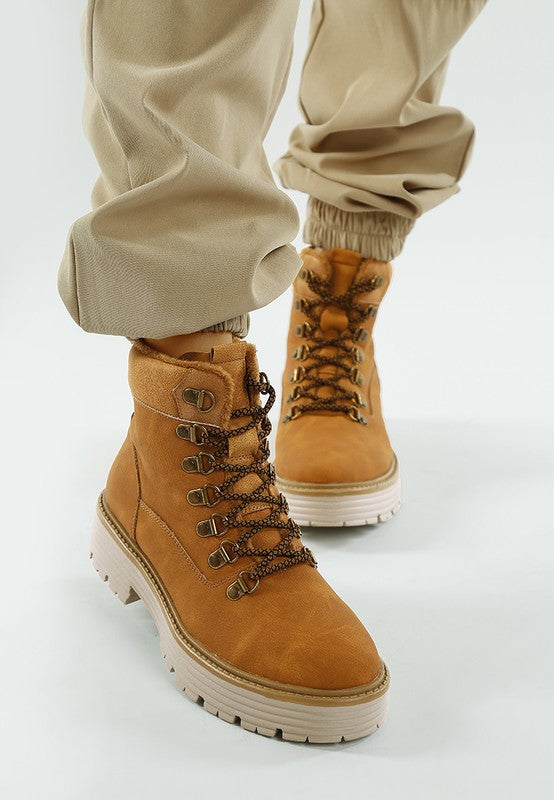 Boskoff Lace-Up Chunky Warm Ankle Boots