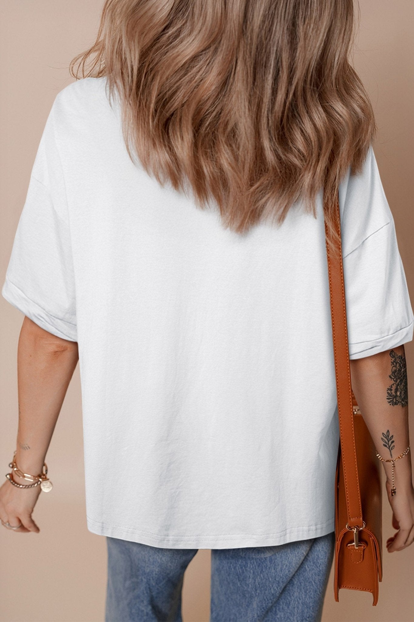 White Patriotic Sequin Bow Graphic Oversized Tee - Loving It Shop