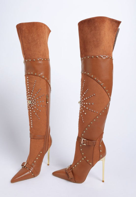 Medira Pointed Toe Embellished Stiletto Boots