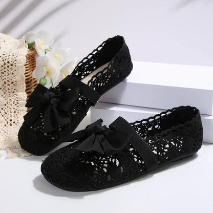 Bow Round Toe Flat Slip - Ons - Loving It Shop