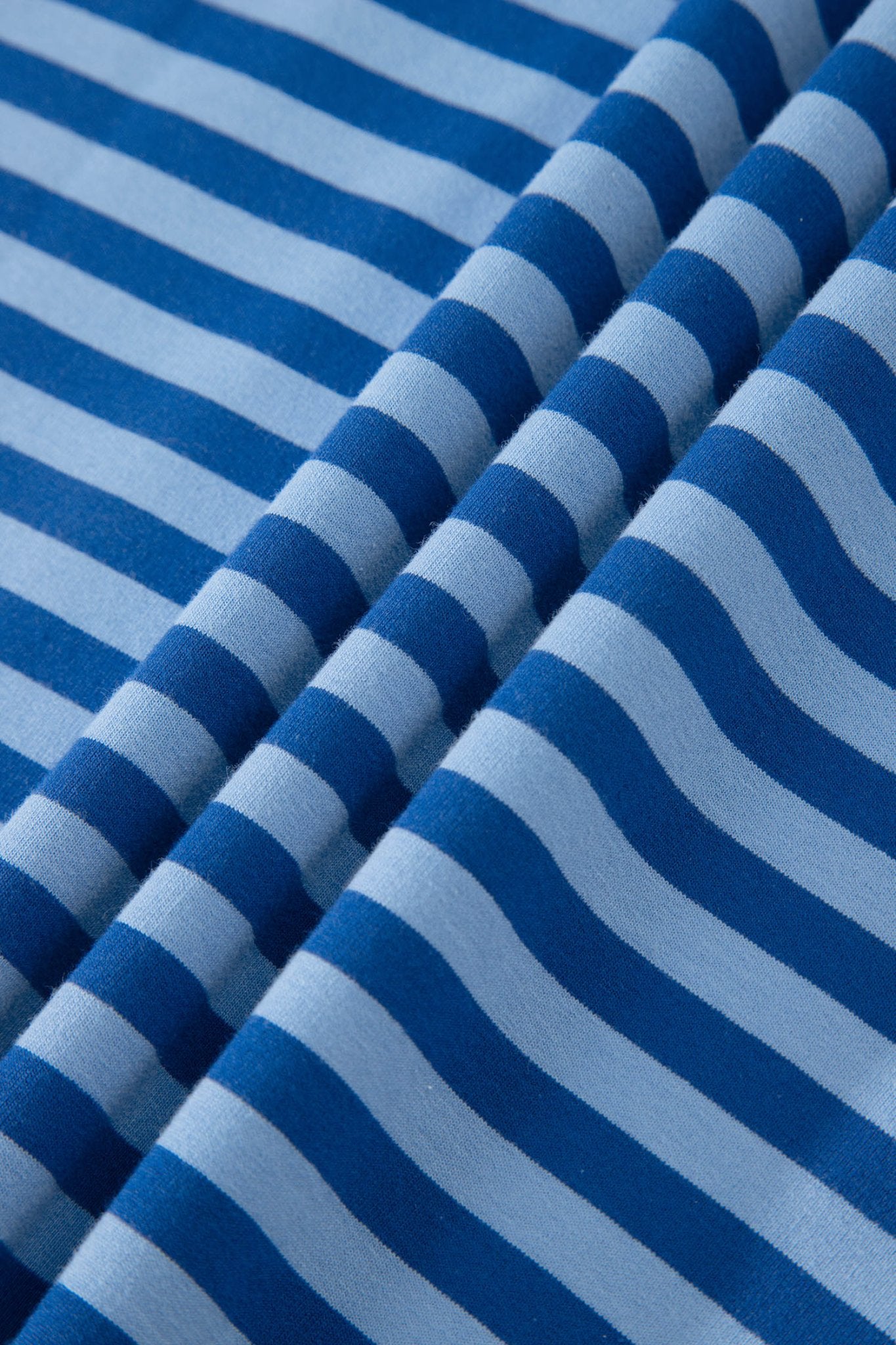 Blue Stripe Striped Ribbed Cotton Two - Piece Short Set with Chest Patch Detail - Loving It Shop