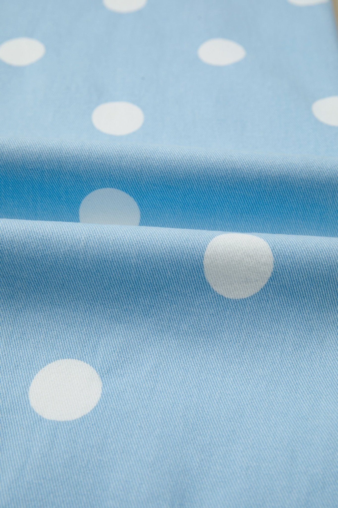 Sky Blue Polka Dot Print Raw Hem Shift Jeans - Loving It Shop