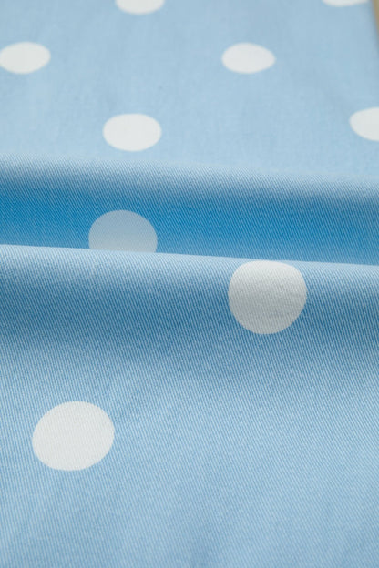 Sky Blue Polka Dot Print Raw Hem Shift Jeans - Loving It Shop