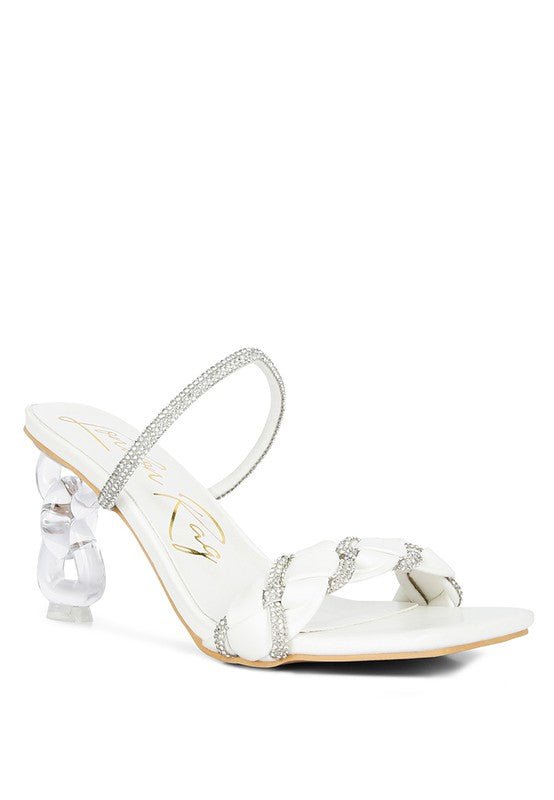 Big Plan Diamante Detail Mid Heel Sandals - Loving It Shop