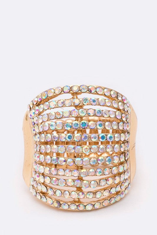 Stretch Ring with Layered Crystals – Stylish Statement Jewelry