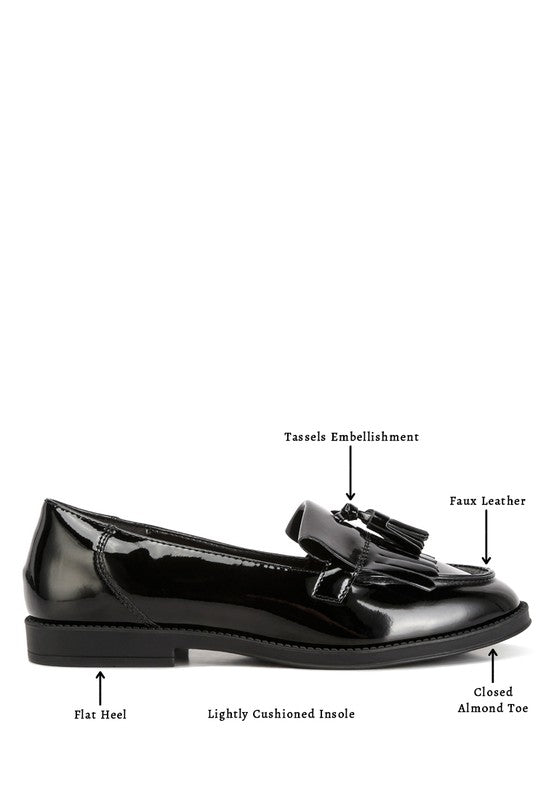 Valerie Tassel Detail Patent Loafers - Loving It Shop