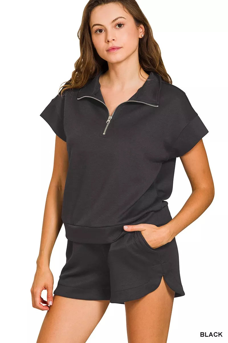 Scuba High Neck Half Zip Top and Dolphin Shorts Set