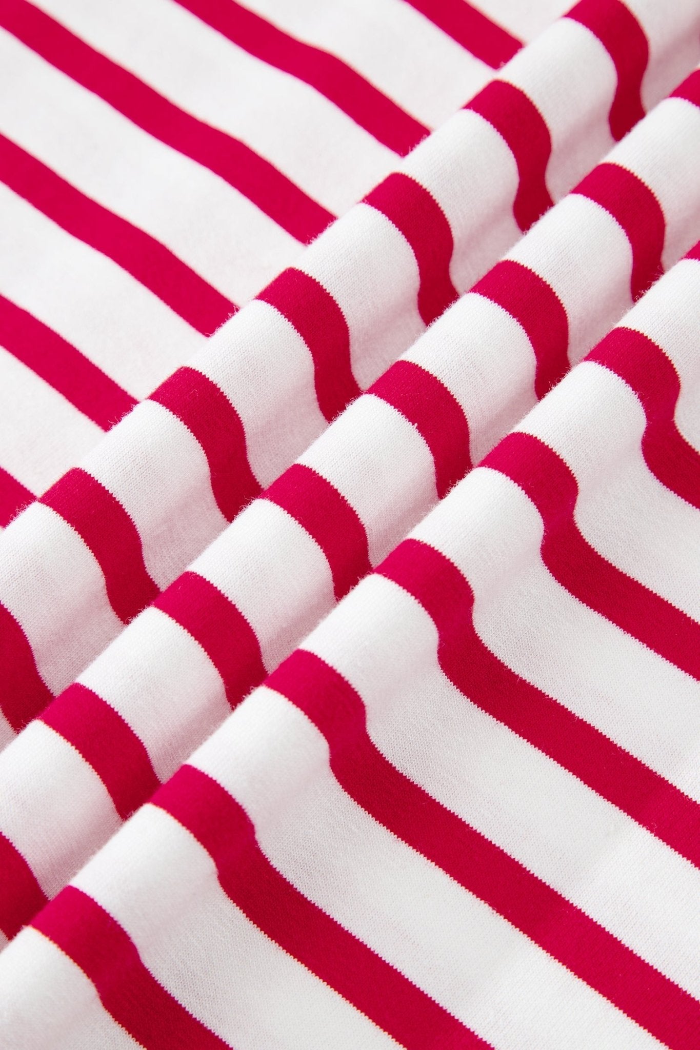 Red Stripe Scalloped Trim Round Neck T Shirt - Loving It Shop
