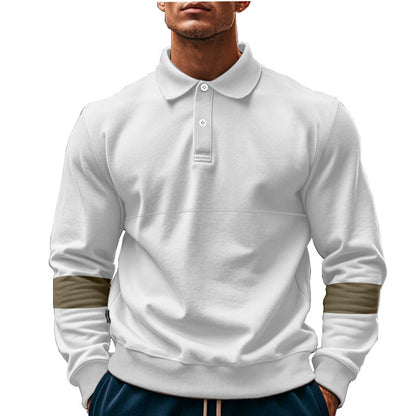 Fashion Long-sleeved Lapel Polo Shirt With Button Men&