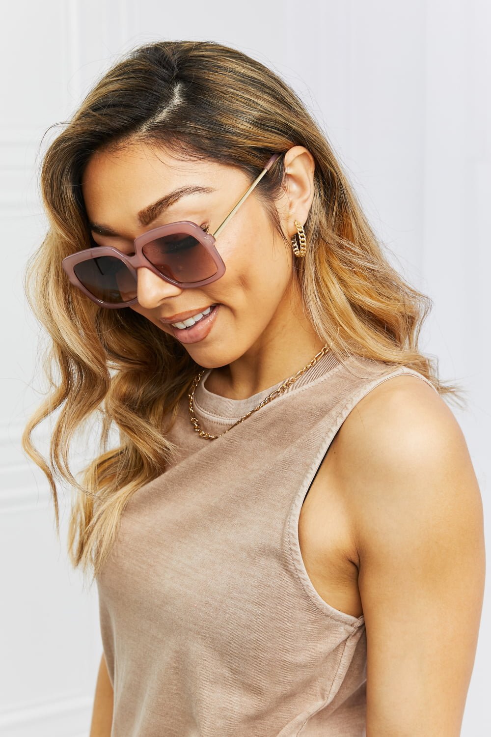Square Metal - Plastic Hybrid Temple Sunglasses - Loving It Shop