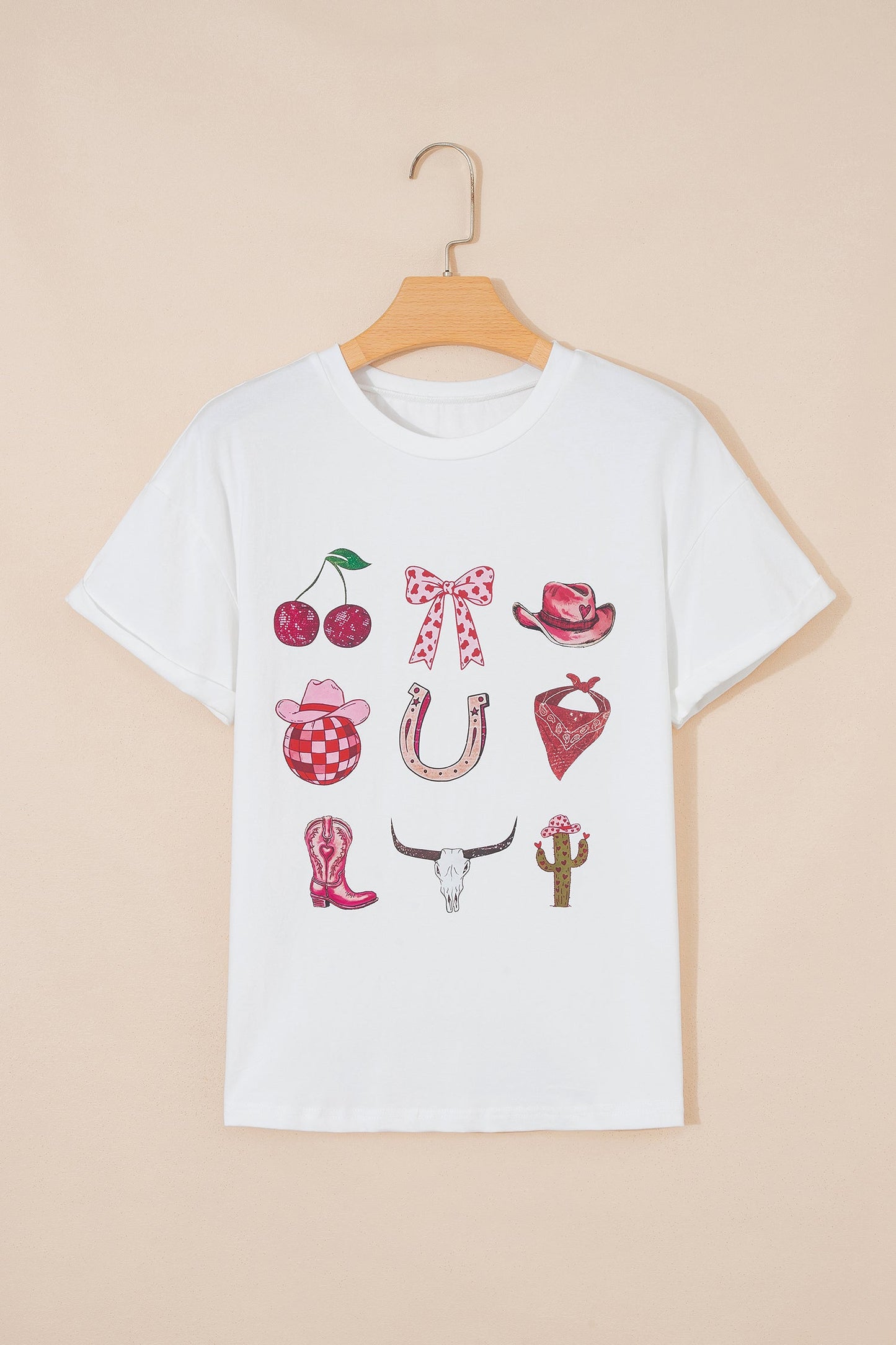 White Coquette Cowgirl Elements Printed Relaxed Tee