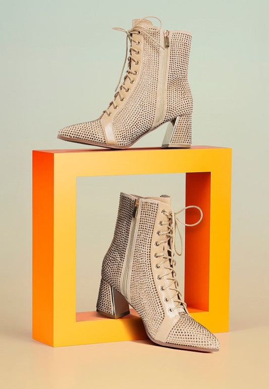 Calla Rhinestone Embellished Ankle Boots
