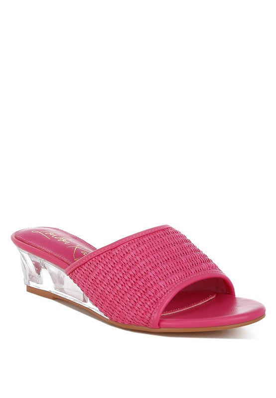 Osminda Raffia Clear Heel Wedge Sandals