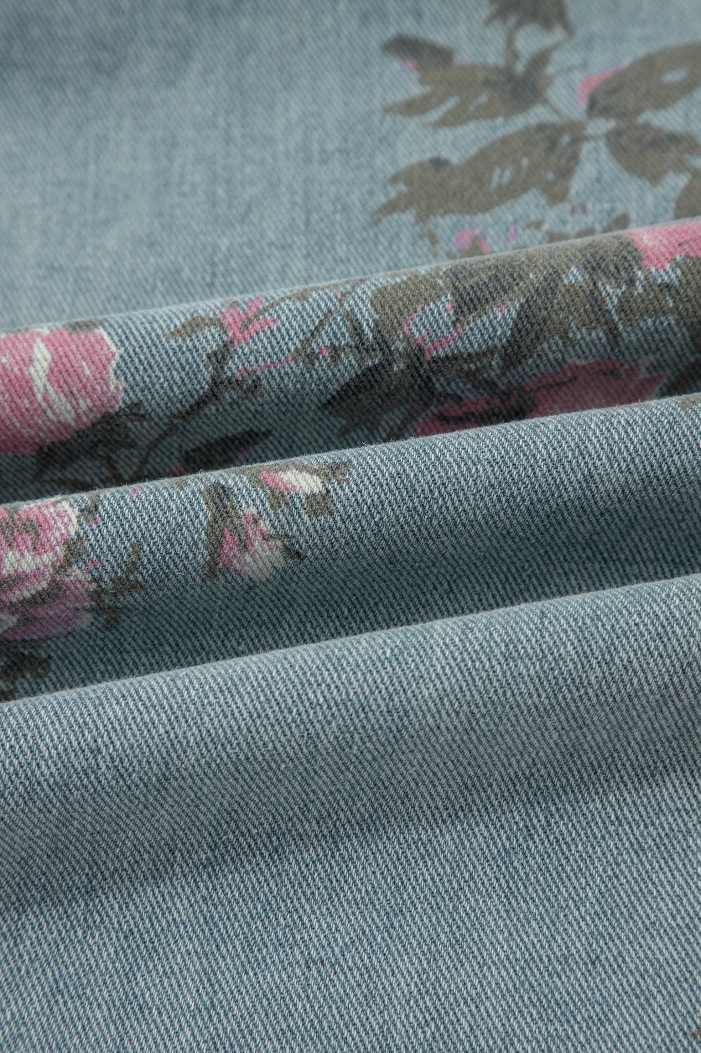 Beau Blue Floral Print Pleated High Waist Wide Leg Denim Jumpsuit - Loving It Shop