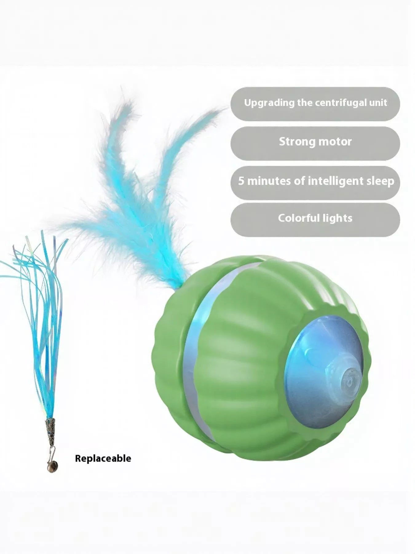 Interactive LED Sound Ball with Feather Teaser - Loving It Shop