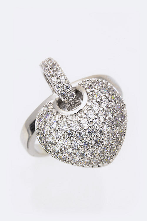 Fashion Ring with Cubic Zirconia Heart Charm Stylish Elegant Jewelry Accessory