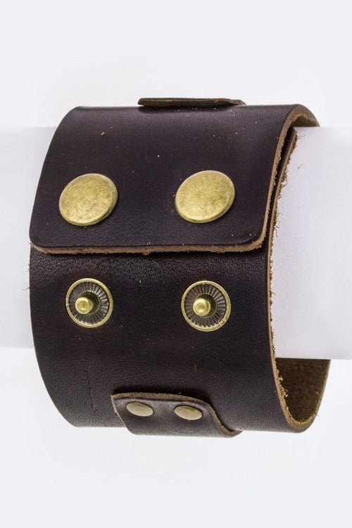 Hinged Layer Leather Cuff - Loving It Shop